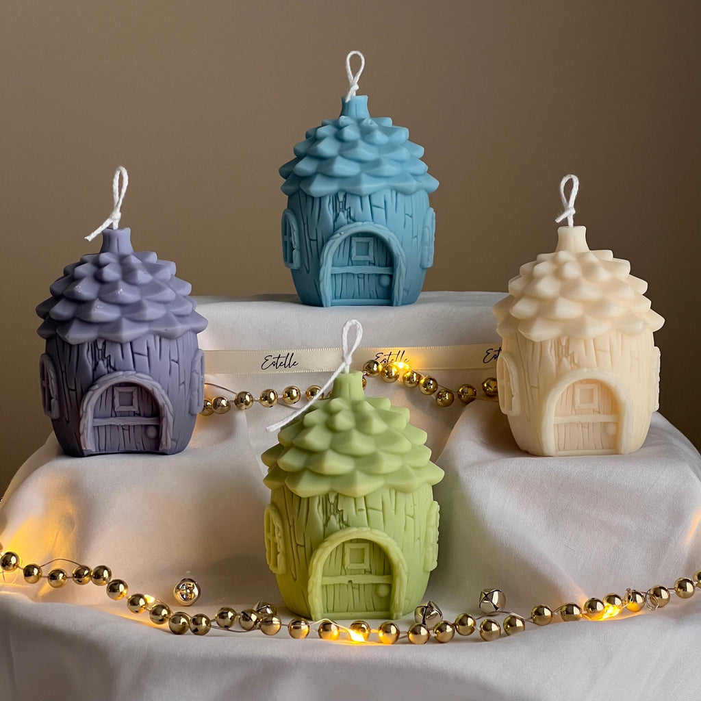Pine Cone House Candle: Handmade Soy Christmas Decor