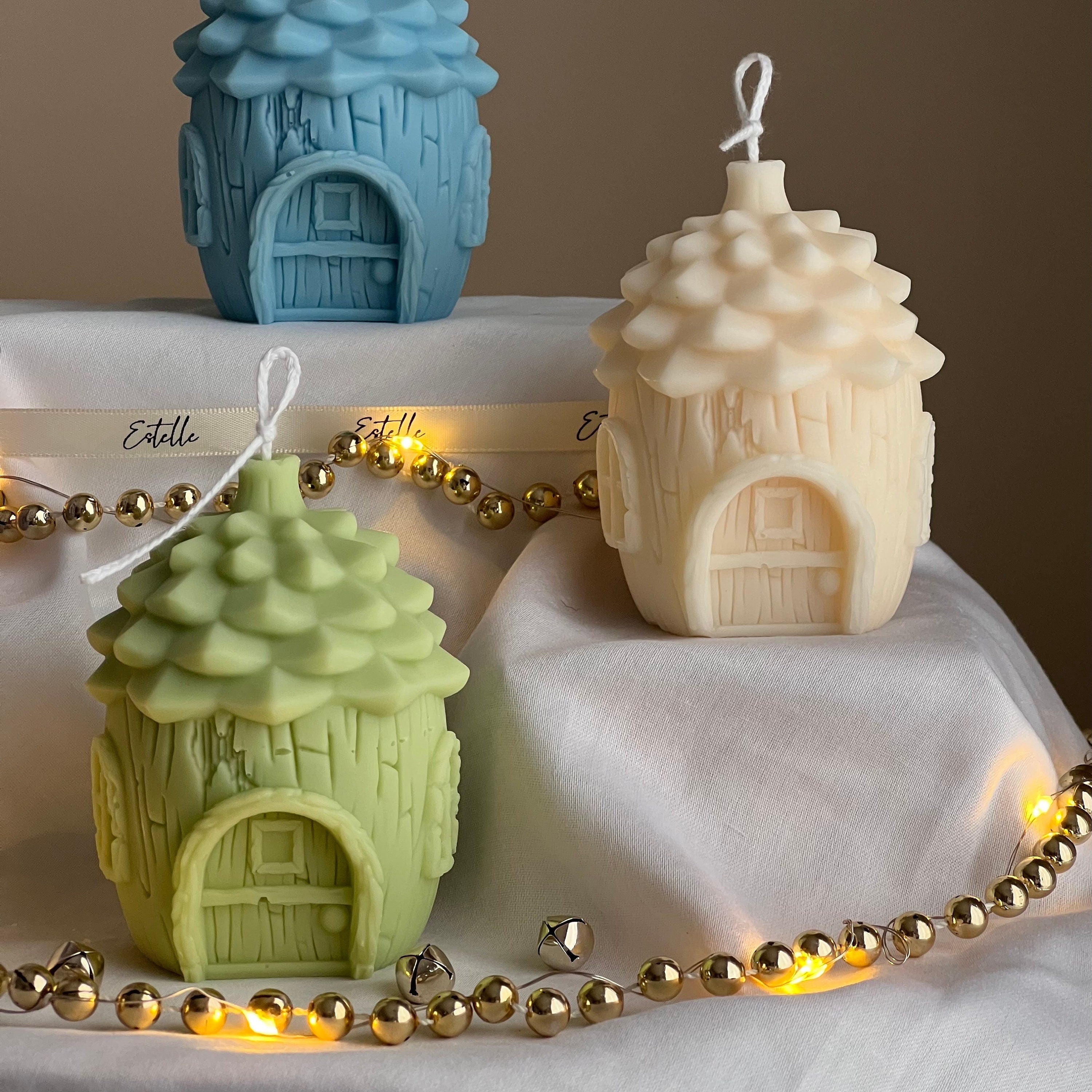 Pine Cone House Candle: Handmade Soy Christmas Decor