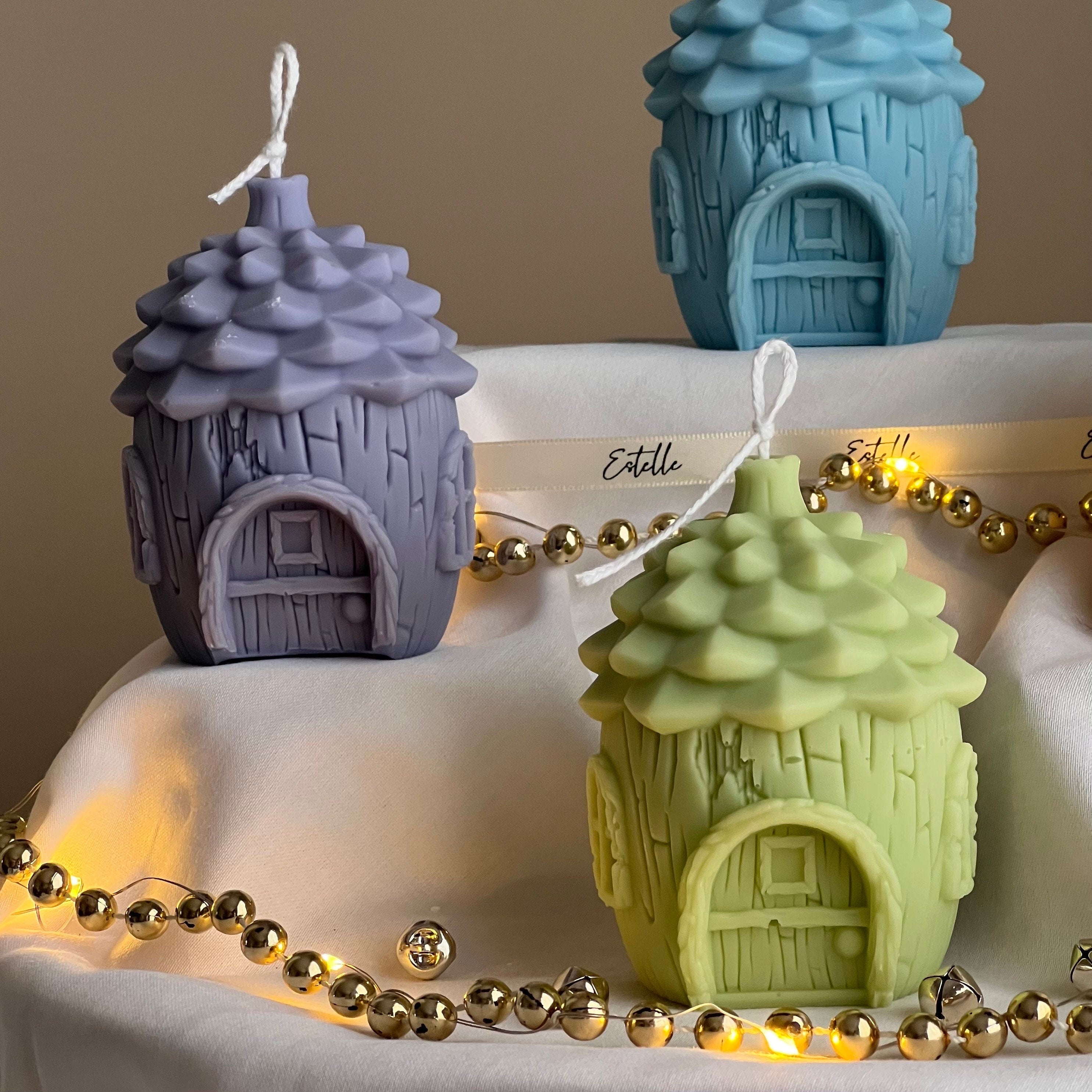 Pine Cone House Candle: Handmade Soy Christmas Decor